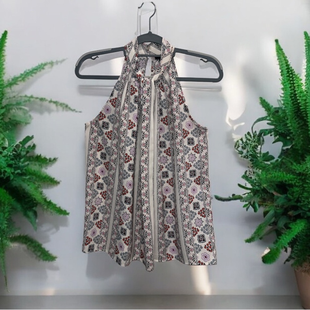 Ann Taylor Sleeveless Floral Halter Top Size Small Blouse